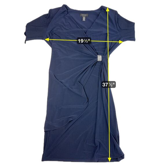 NWT R&M Richards Navy Blue Ruffle Sleeve Faux Wrap Cocktail Dress Womens Size 12 - Picture 12 of 12